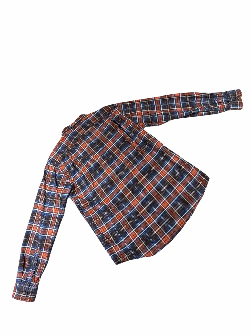 Eddie Bauer Relaxed Fit Orange & Blue Plaid Flannel Long Sleeve Button Down - M - Picture 6 of 15